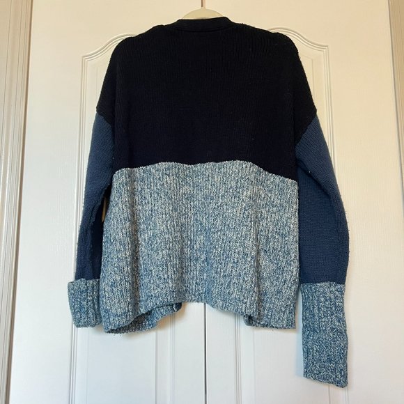 COS Wool Blend Cardigan Color-Block Blue - Picture 4 of 10